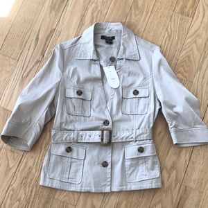TALIE Khaki Button front Jacket W/Belt Size L NEW